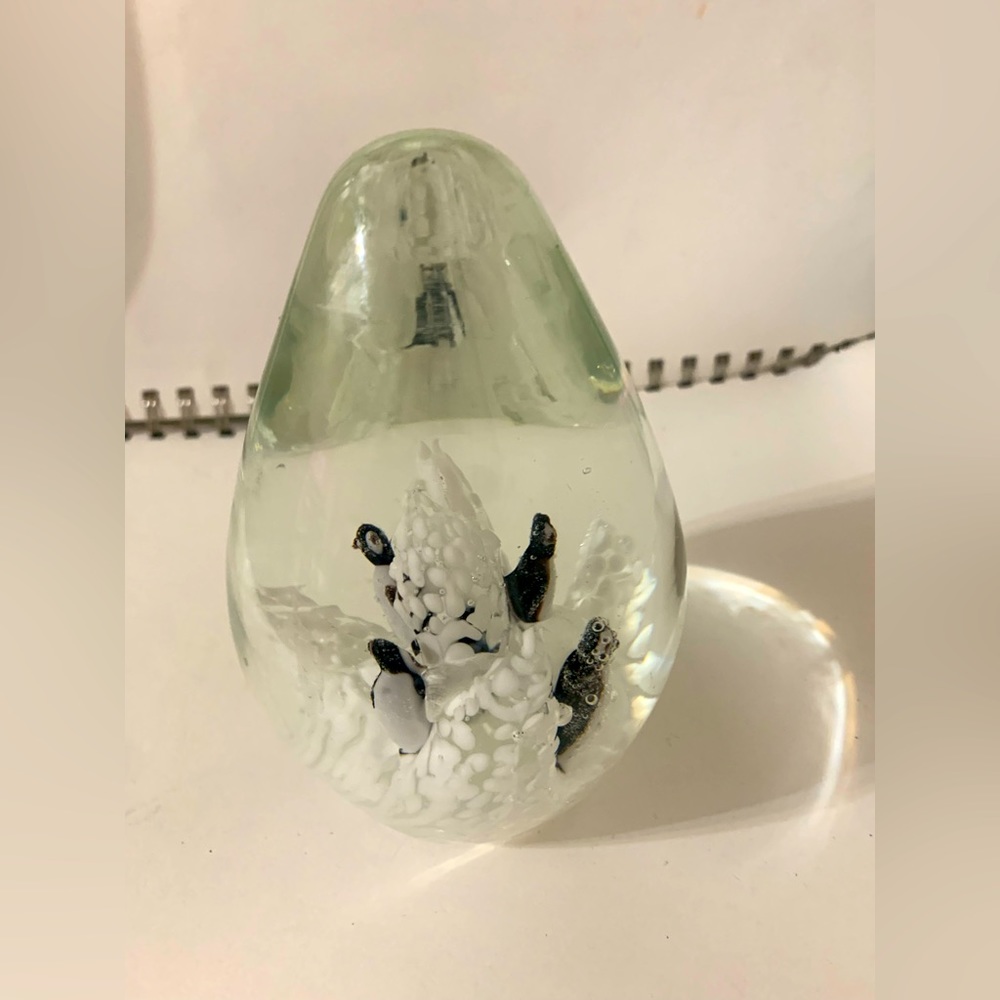 Vintage Murano Egg Shaped Penguin Paperweight